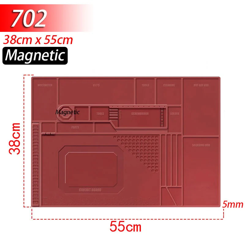 Soldering Station Silicone Work Mat – Heat-Resistant 932°F, Anti-Static Magnetic Mat for Electronics, Phone & Laptop Repair