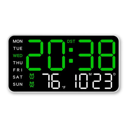 LED Digital Wall Clock – Temperature, Date & Week Display with Alarm, Voice Control & Adjustable Brightness