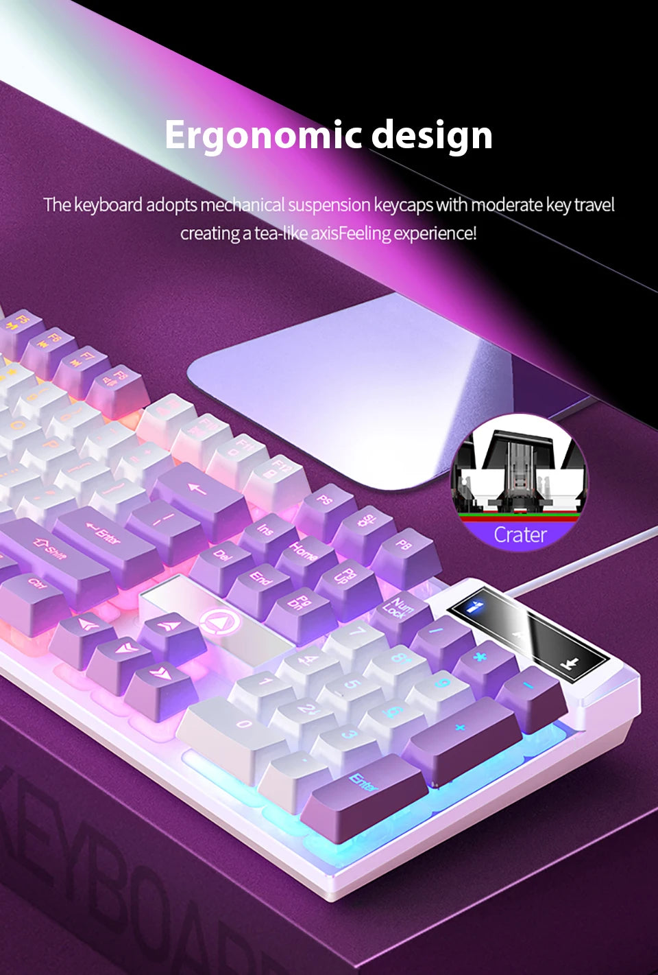 K500 Wired Keyboard Office Gaming Keyboard For Windows And IOS Computer Laptop 104 Keys Mechanical Sensation Membrane Keyboards