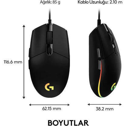 Logitech G102 USB Wired Gaming Mouse | 8000 DPI, RGB Lighting, 5 Buttons | Optical Mouse for PC, Mac, Laptop & Esports