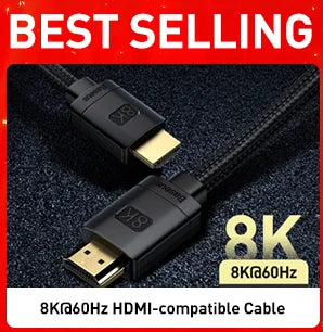 Baseus HDMI 2.1 8K Adapter Cable – Ultra HD 8K Resolution, HDR & VRR Support – Perfect for PS5, 4K/8K TVs, Mi Box, Gaming, and Home Entertainment Systems