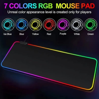 1 Pcs Large Gaming Mouse Pad Light Modes Touch Control Extended Soft Computer Keyboard Mat Non-Slip Rubber Base