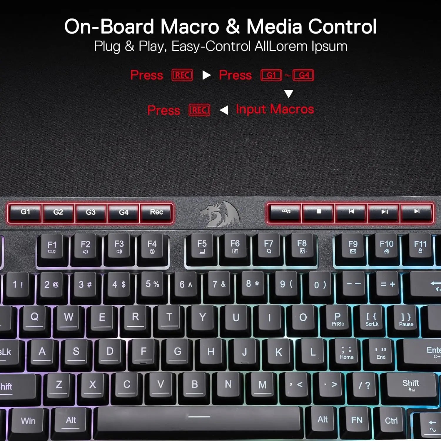 Redragon K515 Shiva RGB Gaming Keyboard | 98 Keys Mechanical Feel | Linear Switch | Detachable Wrist Rest | USB Wired