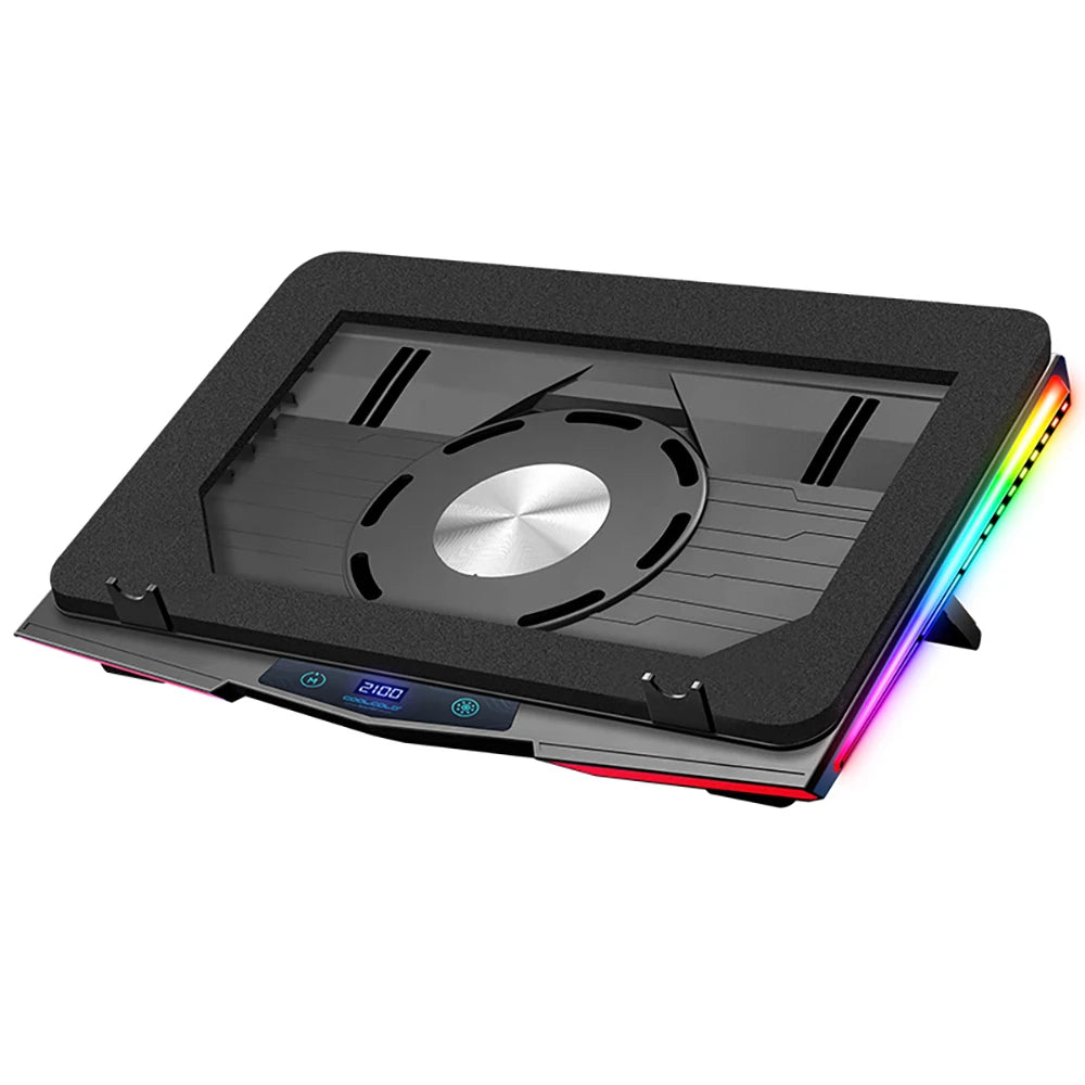 COOLCOLD RGB Laptop Cooling Pad – Ultra-Quiet USB Cooler with Fast Heat Dissipation & Adjustable Stand