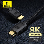 Baseus HDMI 2.1 8K Adapter Cable – Ultra HD 8K Resolution, HDR & VRR Support – Perfect for PS5, 4K/8K TVs, Mi Box, Gaming, and Home Entertainment Systems
