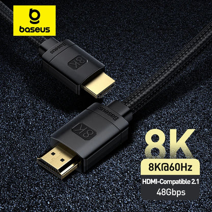 Baseus HDMI 2.1 8K Adapter Cable | Ultra HD 48Gbps | 3D, HDR, VRR, Dual Screen Modes – High Definition Series for PS5, TV, Mi Box, Projectors