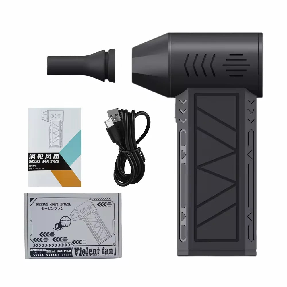 130000RPM Mini Turbo Jet Fan – Rechargeable Electric Air Duster with Adjustable Wind Speed & LED Light for Car Cleaning