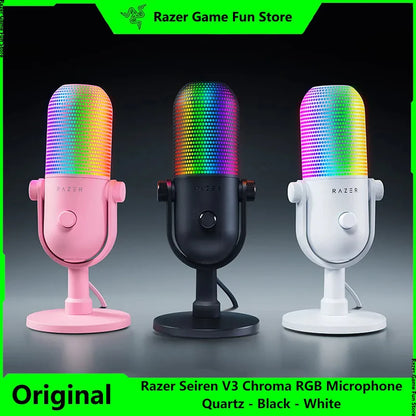 Razer Seiren V3 Chroma RGB Microphone – Tap-to-Mute, Game & Stream Reactive Lighting, Supercardioid Condenser Mic