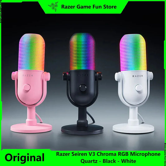 Razer Seiren V3 Chroma RGB Microphone – Tap-to-Mute, Game & Stream Reactive Lighting, Supercardioid Condenser Mic