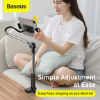 Baseus Universal Flexible Phone Holder – 360° Rotation Long Arm Stand for Bed, Desk, iPhone, iPad, Tablet
