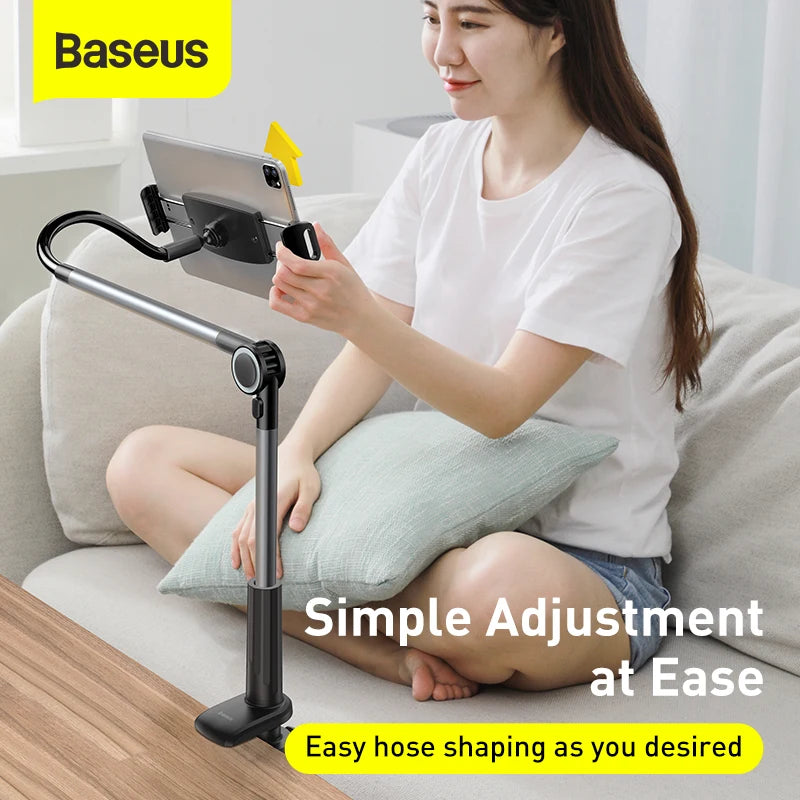 Baseus-Universal Flexible Phone Holder, 360 Rotating, Long Arm, Lazy Clip, Bed Desktop Stand, iPhone, iPad, Tablet