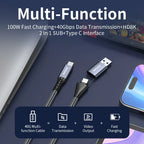 Unnlink 2-in-1 USB Type-C Data Cable – 100W PD Fast Charging & 40Gbps Thunderbolt 4/3 Compatible