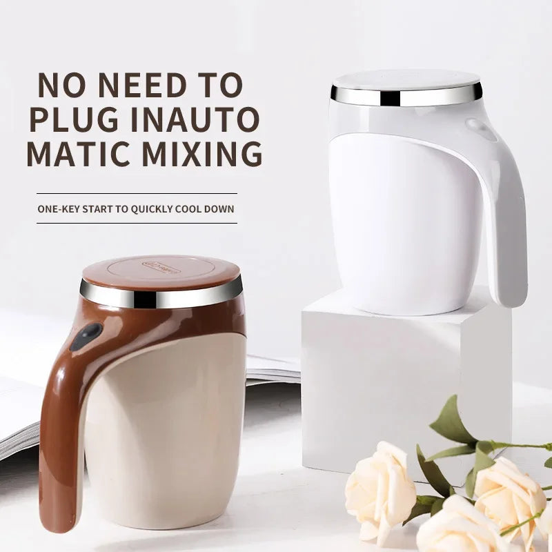 Automatic Portable Coffee Mixing Cup – Battery-Powered Electric Stainless Steel Rotary Mixer