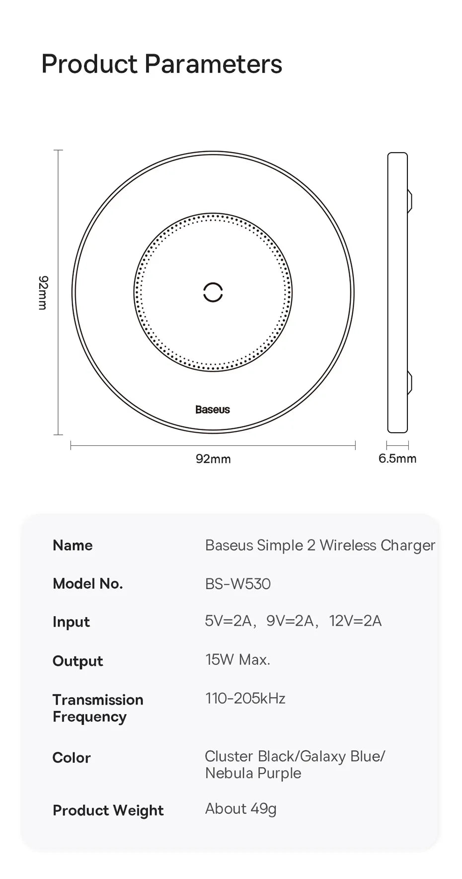 Baseus 15W Qi Wireless Charger For iPhone 14 13 12 For Airpods Visible Fast Wireless Charging Pad For Samsung S22 Xiaomi 13 Poco