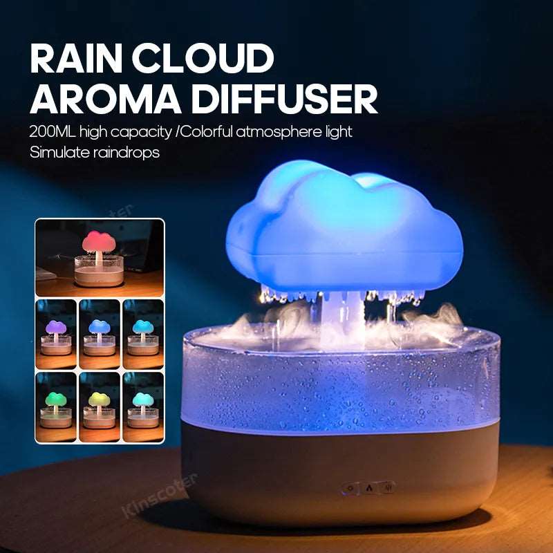 KINSCOTER Rain Clouds Zen Style Ultrasonic Air Humidifier & Essential Oil Diffuser - USB Desktop