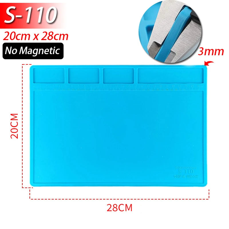 Soldering Station Silicone Work Mat – Heat-Resistant 932°F, Anti-Static Magnetic Mat for Electronics, Phone & Laptop Repair