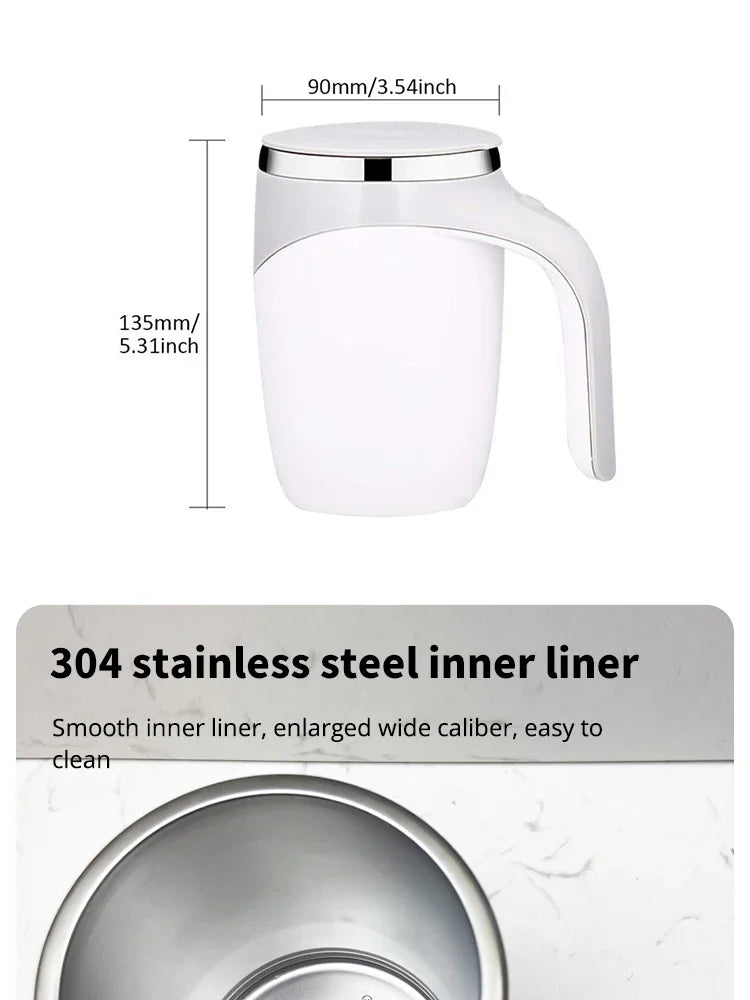 Automatic Portable Coffee Mixing Cup – Battery-Powered Electric Stainless Steel Rotary Mixer