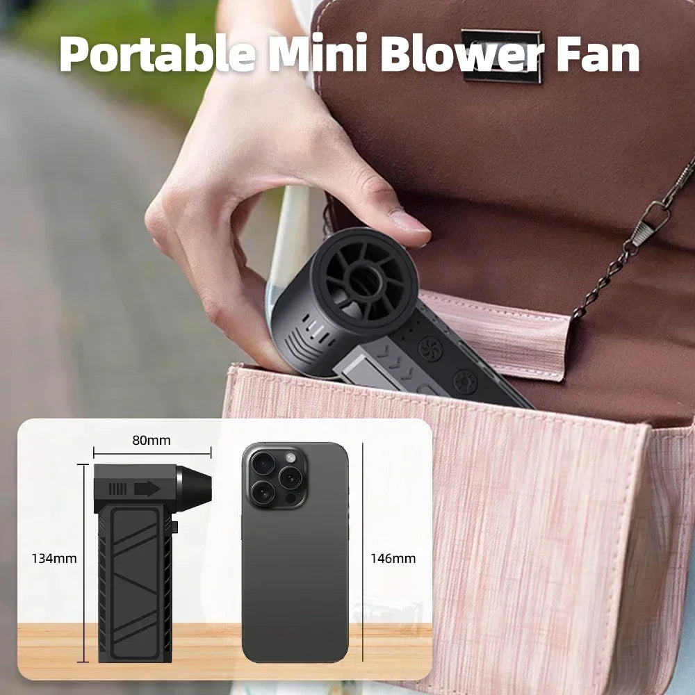 130000RPM Mini Turbo Jet Fan – Rechargeable Electric Air Duster with Adjustable Wind Speed & LED Light for Car Cleaning