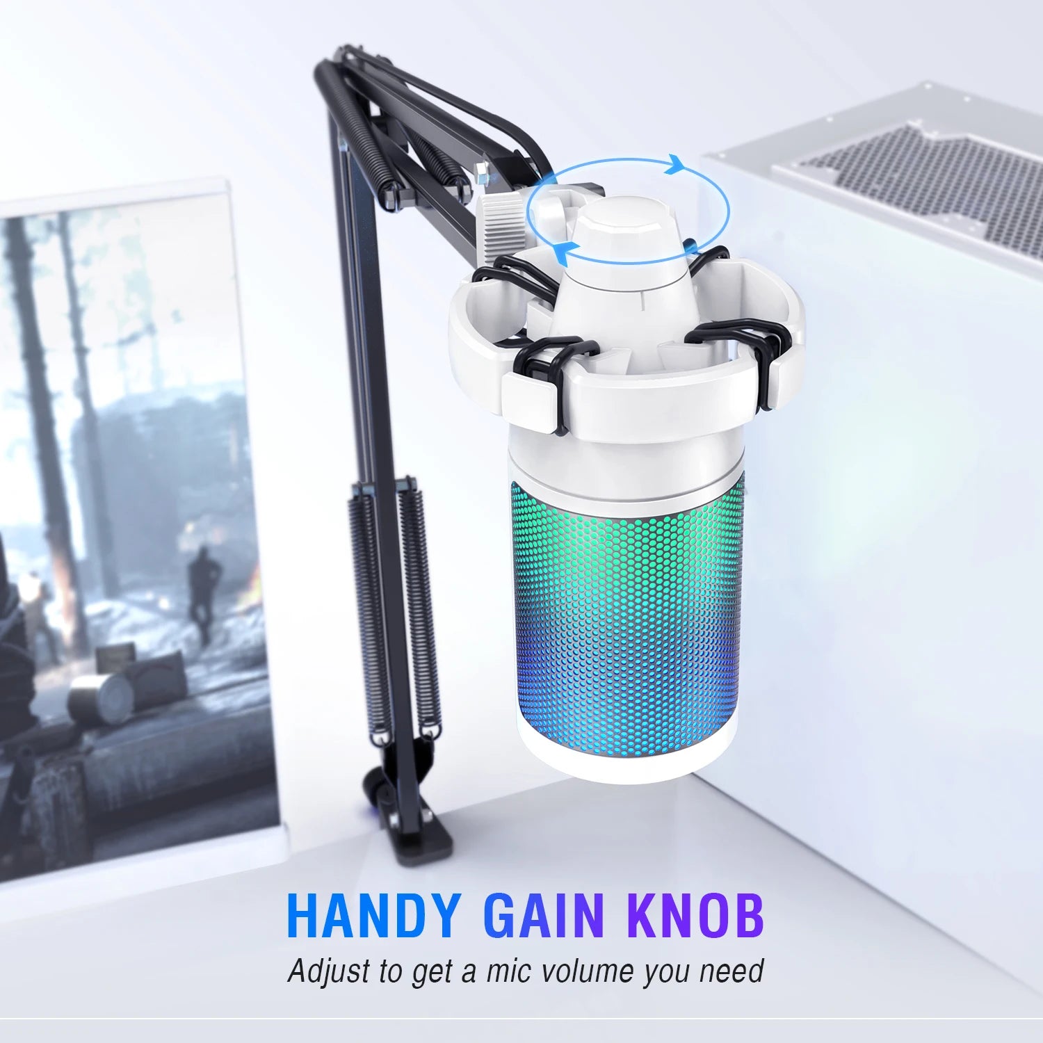 FIFINE A6T USB Gaming Microphone – High-Quality RGB Condenser Mic with Adjustable Boom Arm Stand, Touch Tap-to-Mute Function Studio-Grade Audio for Streaming, Podcasting, Gaming, and Content Creation