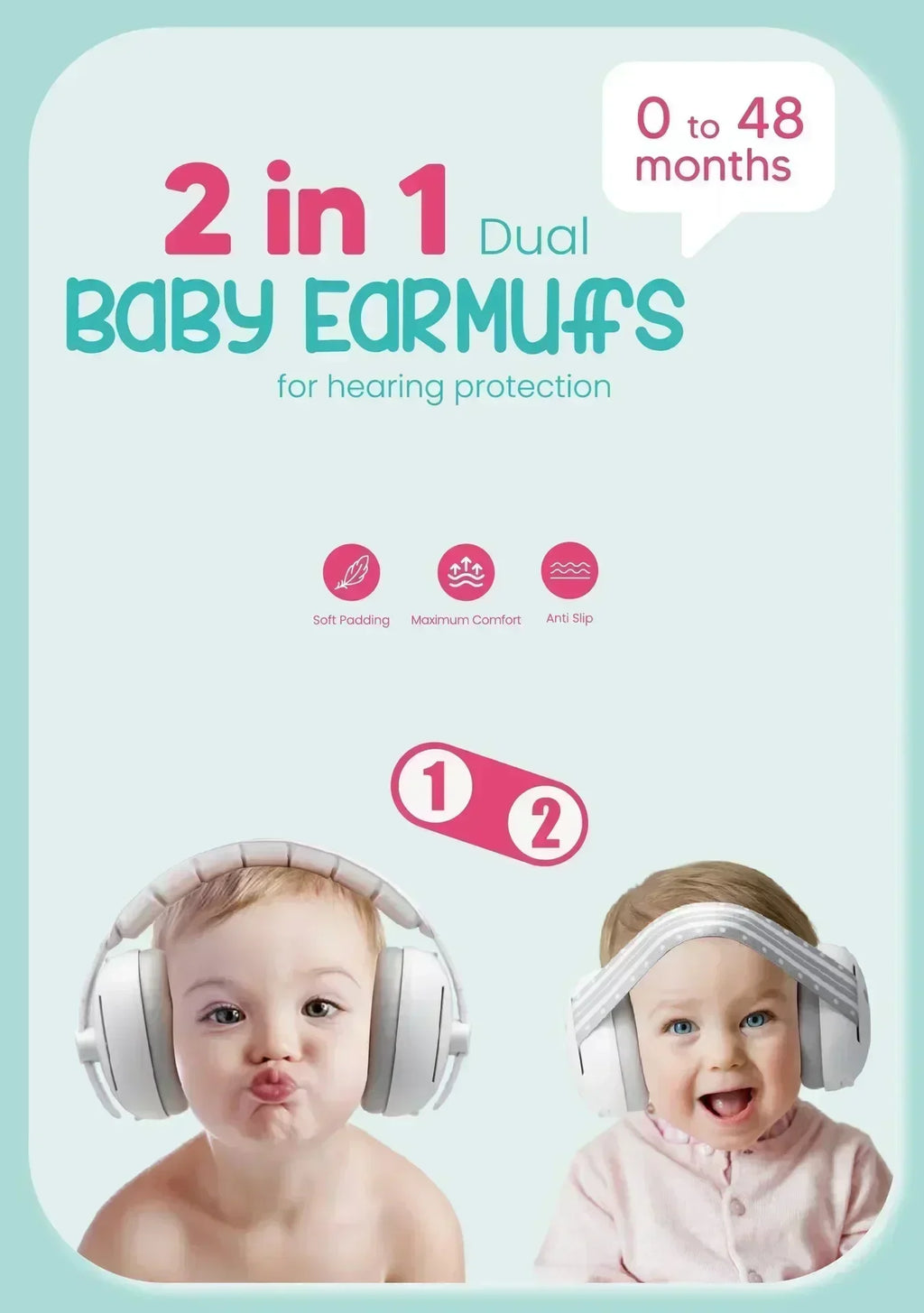 Baby Noise-Cancelling Headphones – 2-in-1 Convertible Earmuffs for Infants | Noise Reduction for Peaceful Sleep