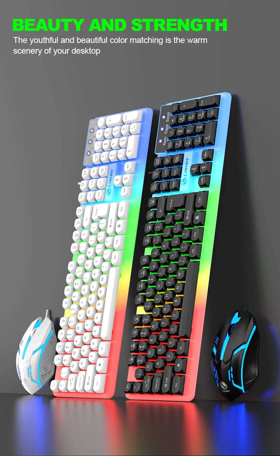 LIMEIDE GTX350 Series Wired 104 Keys Membrane Keyboard Many Kinds of Colorful Lighting Gaming and Office For Windows and IOS