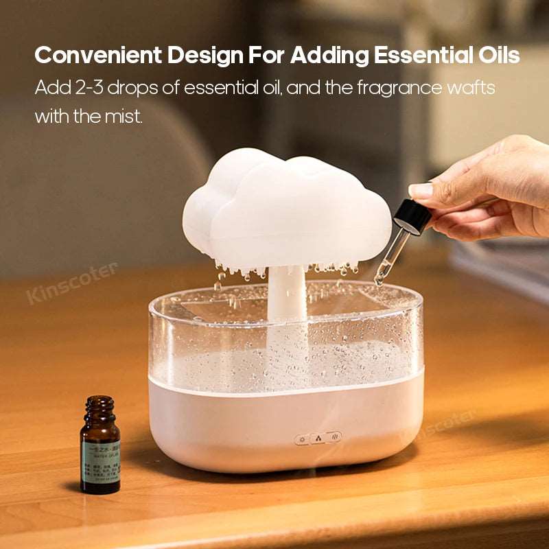 KINSCOTER Rain Clouds Zen Style Ultrasonic Air Humidifier & Essential Oil Diffuser - USB Desktop