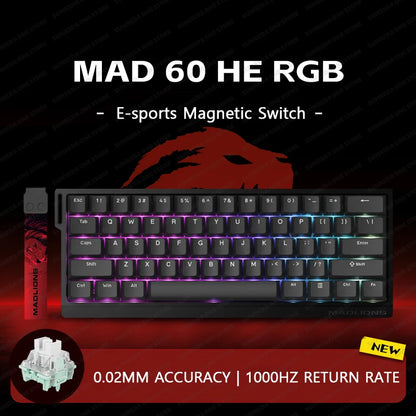 MADLIONS Mad60 Mad68 HE Mechanical Keyboard Magnetic Switch Madcatz Mad60he Wired Game Keyboard Rapid Trigger Custom Keyboard