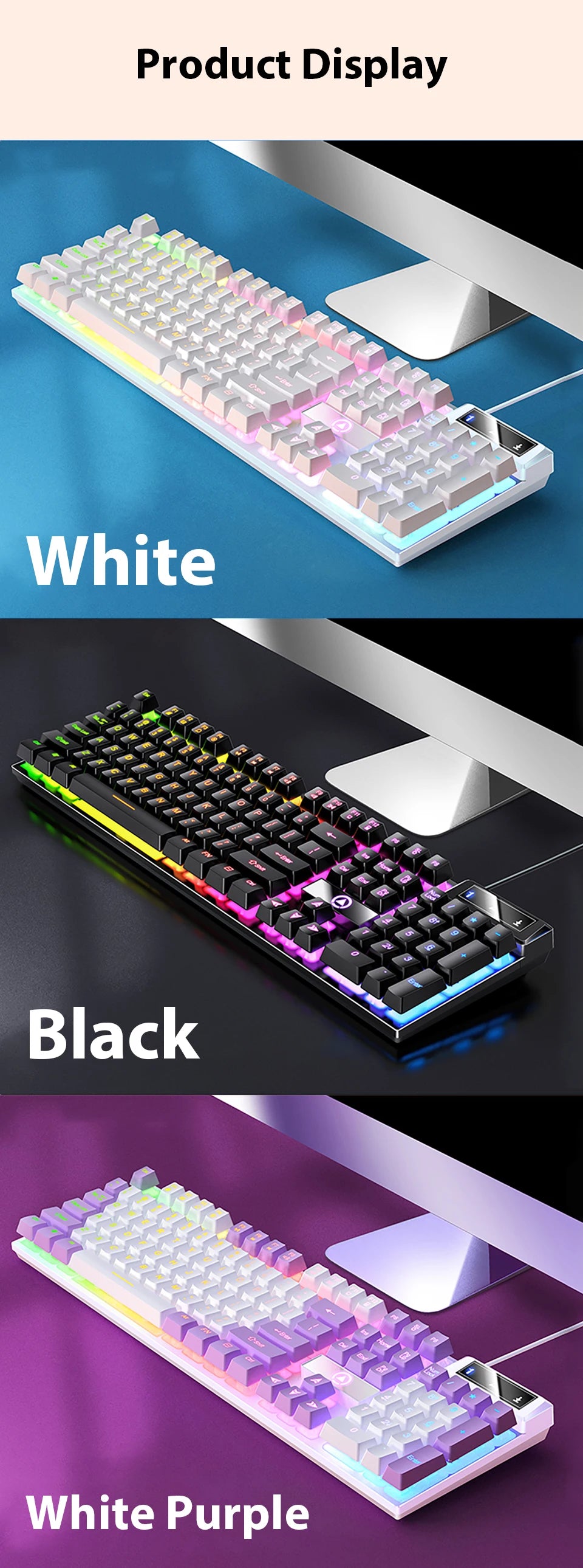 K500 Wired Keyboard Office Gaming Keyboard For Windows And IOS Computer Laptop 104 Keys Mechanical Sensation Membrane Keyboards