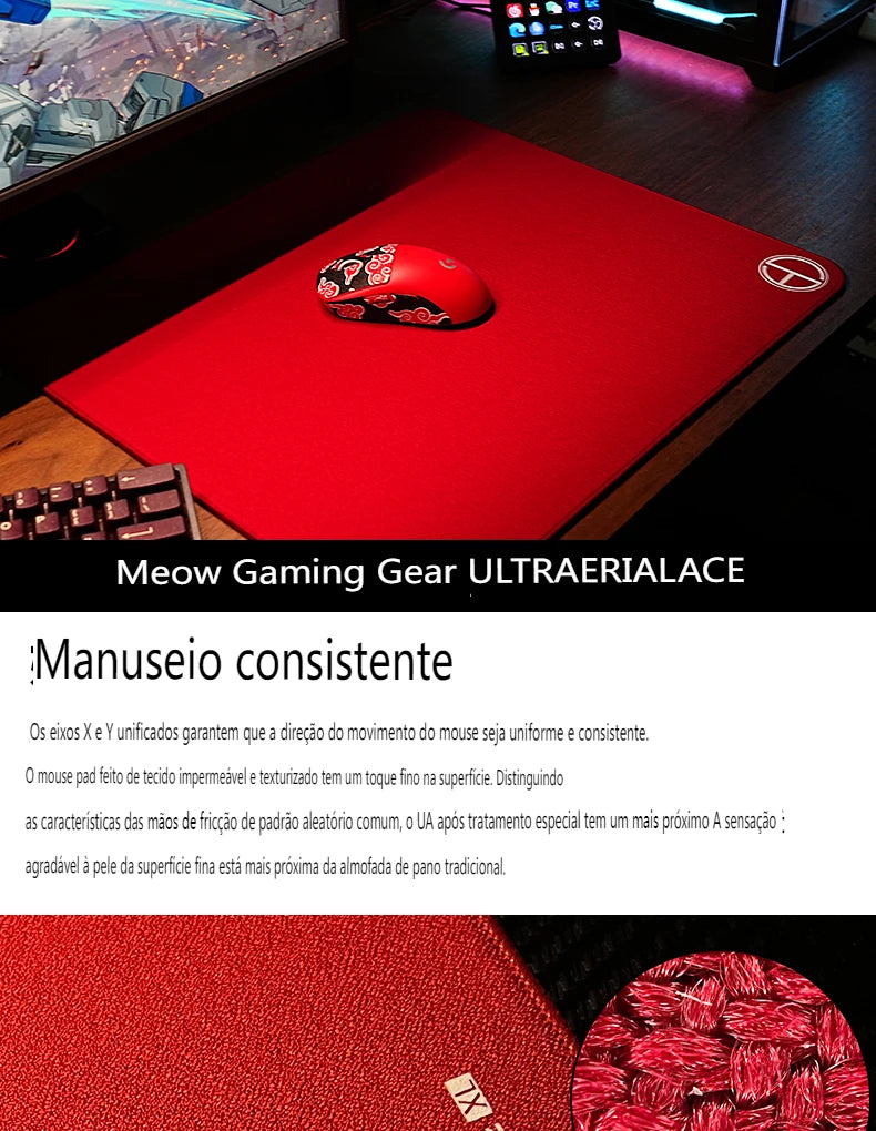 Ultraglide Meow UA Esports Gaming Mouse Pad | Large Rough Textured Red Mat for CSGO & PUBG - Precision Surface 490