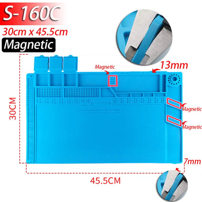 Soldering Station Silicone Work Mat – Heat-Resistant 932°F, Anti-Static Magnetic Mat for Electronics, Phone & Laptop Repair