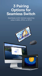 Baseus Wireless Bluetooth Mouse F01B | 3-Mode Connection (2.4G/BT5.0/BT3.0) | Ergonomic, Silent Click | for Laptop, Mac, PC