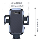 TOPK 2-in-1 Car Phone Holder – Handsfree Mount for Dashboard & Air Vent, Compatible with iPhone, Samsung & Android