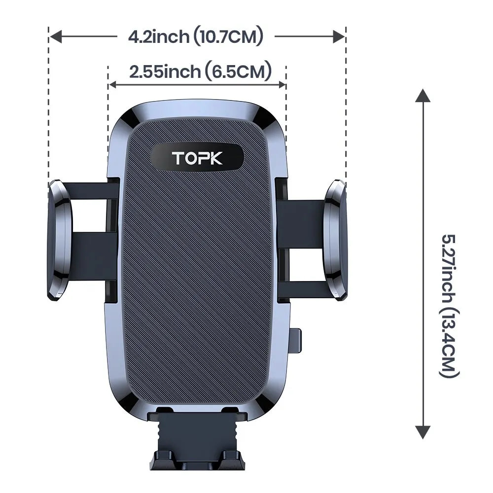 TOPK 2-in-1 Car Phone Holder – Handsfree Mount for Dashboard & Air Vent, Compatible with iPhone, Samsung & Android