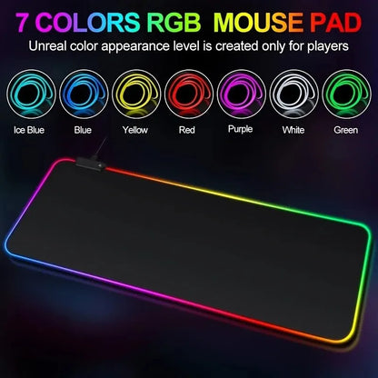 1 Pcs Large Gaming Mouse Pad Light Modes Touch Control Extended Soft Computer Keyboard Mat Non-Slip Rubber Base