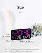 LED Digital Wall Clock – Temperature, Date & Week Display with Alarm, Voice Control & Adjustable Brightness