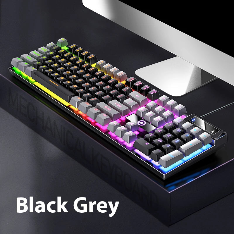 K500 Wired Office & Gaming Keyboard – 104 Keys, Multicolor Backlight, Mechanical Feel, USB for Windows & macOS