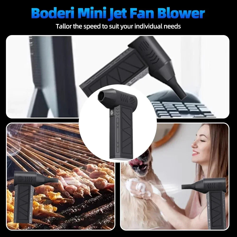 130000RPM Mini Turbo Jet Fan – Rechargeable Electric Air Duster with Adjustable Wind Speed & LED Light for Car Cleaning