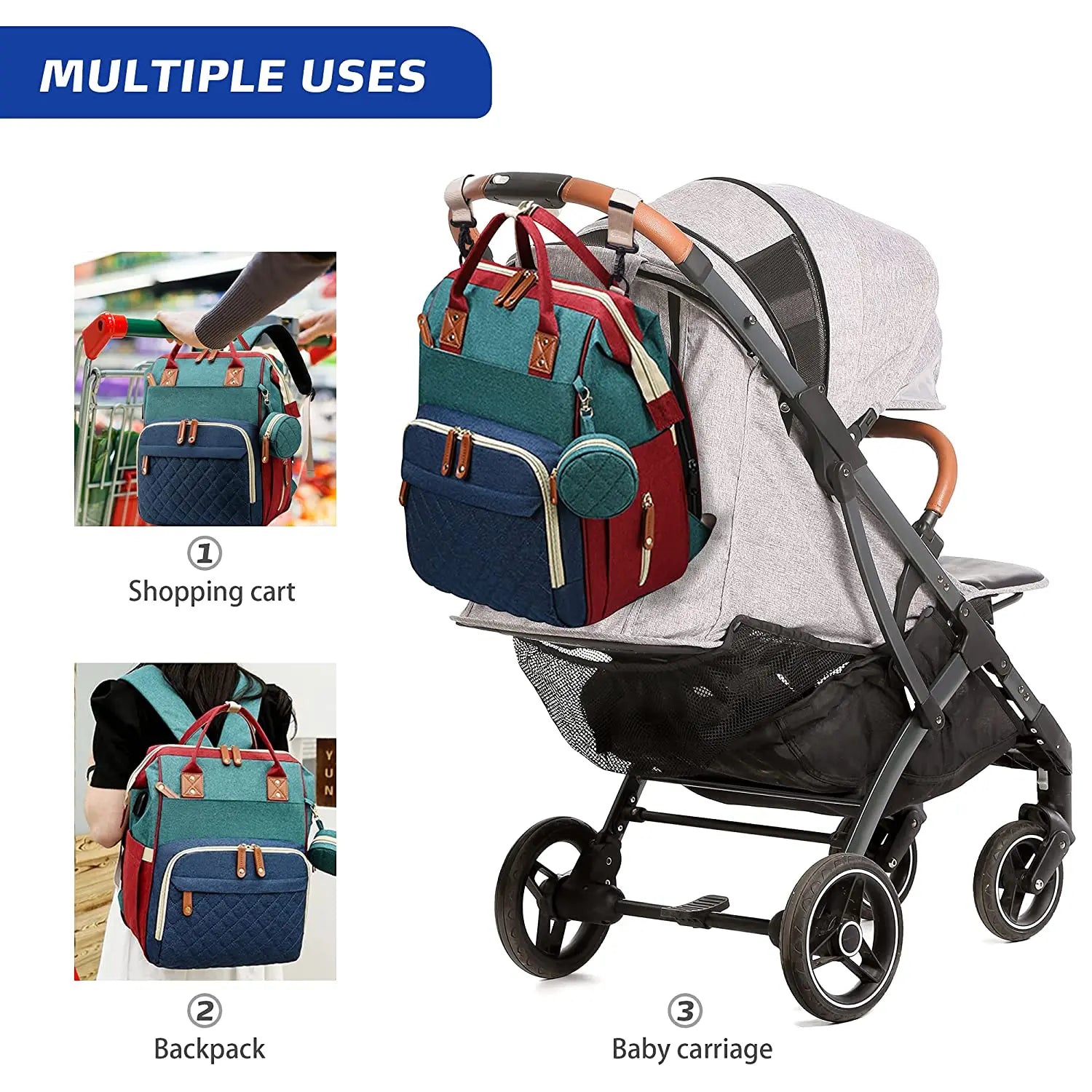 3-in-1 Diaper Bag & Foldable Baby Bed – Waterproof Travel Backpack with USB Charging, Large Capacity & Multi-Function Design