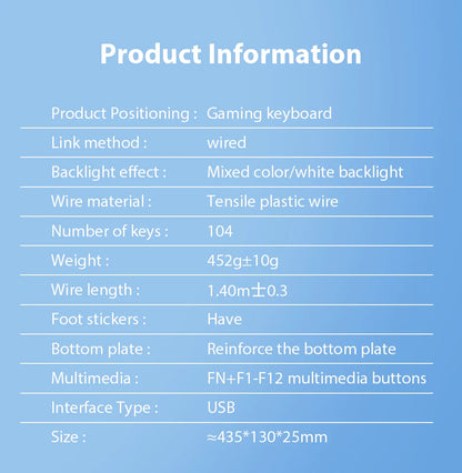 K500 Wired Keyboard Office Gaming Keyboard For Windows And IOS Computer Laptop 104 Keys Mechanical Sensation Membrane Keyboards