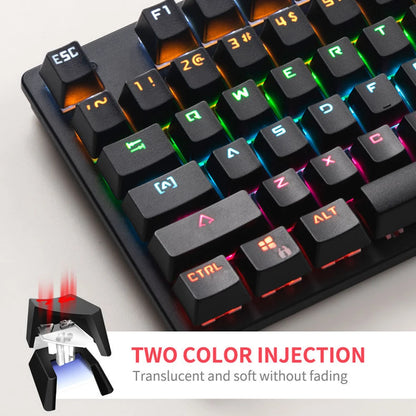 KB-K113 Mechanical Keyboard 80% Form Factor 87 Keys Gaming Keyboard Wired Full Key Hot-Swappable RGB Backlight for PC Laptop