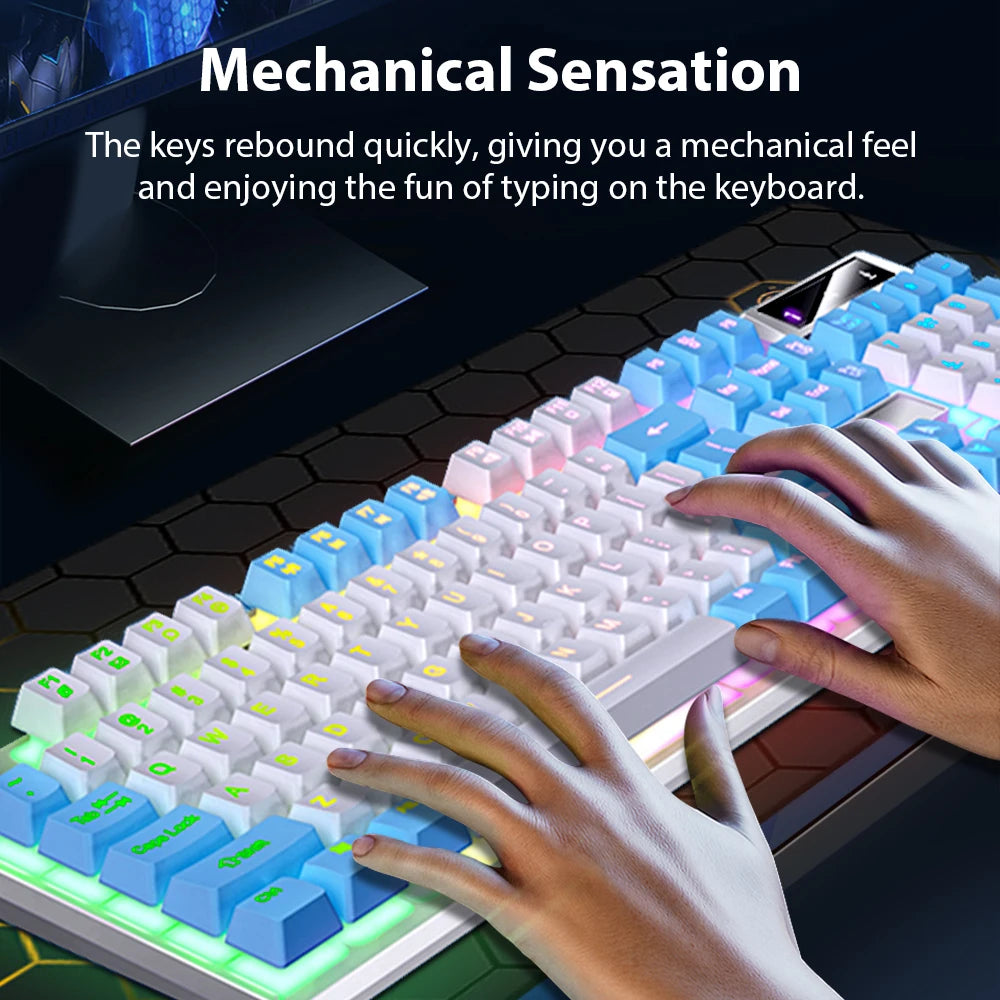 K500 Wired Office & Gaming Keyboard – 104 Keys, Multicolor Backlight, Mechanical Feel, USB for Windows & macOS