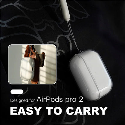 Clear TPU Earphone Case with Lanyard for AirPods Pro 2, AirPods 3, 2, 1 – Shockproof Transparent Protective Cover