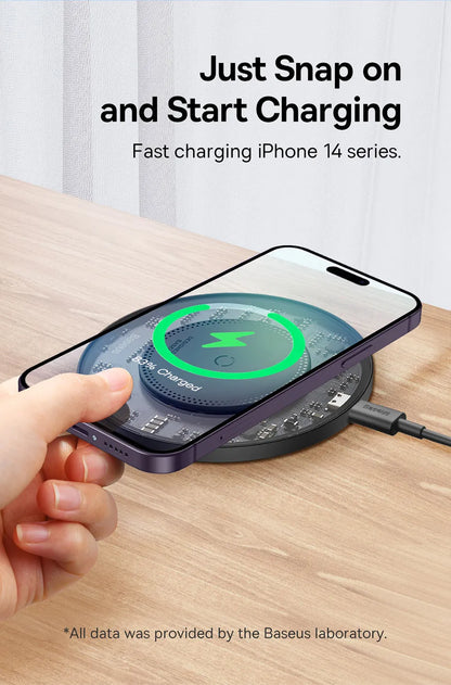 Baseus 15W Qi Wireless Charger For iPhone 14 13 12 For Airpods Visible Fast Wireless Charging Pad For Samsung S22 Xiaomi 13 Poco