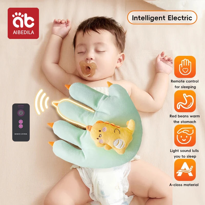 AIBEDILA Baby Sleep Aid Pillow – Soothing Hand Palm Design for Infants & Toddlers Remote-Controlled, Heatable & Soft Plush Comfort for Peaceful Sleep and Cuddle Time
