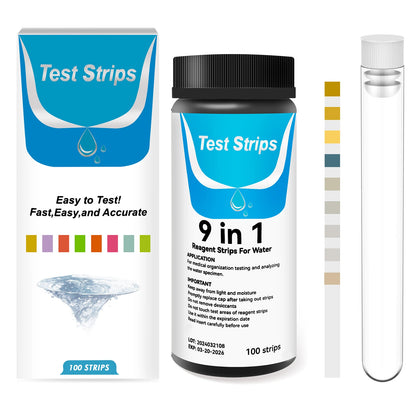 100 Pcs 9-in-1 / 7-in-1 Aquarium Test Kit – Fish Tank Water Quality Monitor with pH Test Strips, Fast & Accurate