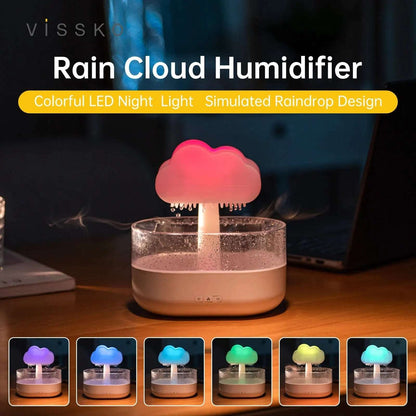 Colorful Night Light Mushroom Humidifier - 200ml Essential Oil Aroma Diffuser by Vissko