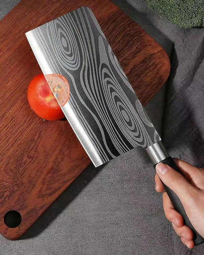 Laser Damascus Kitchen Knife & Scissors Set – Stainless Steel Sharp Chef Knives with Sharpening Rod for Cooking