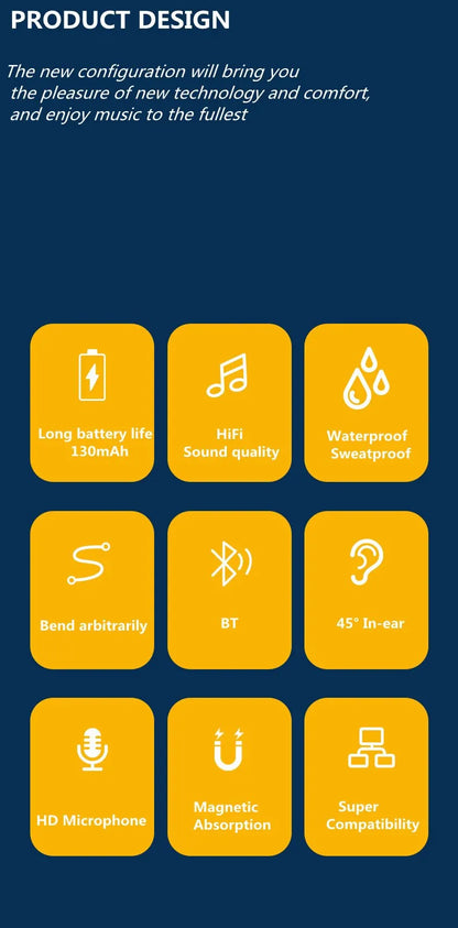 Wireless Neckband Bluetooth Earphones | HiFi 9D Stereo, Waterproof, Magnetic Earbuds | Sports Headset with Long Battery Life