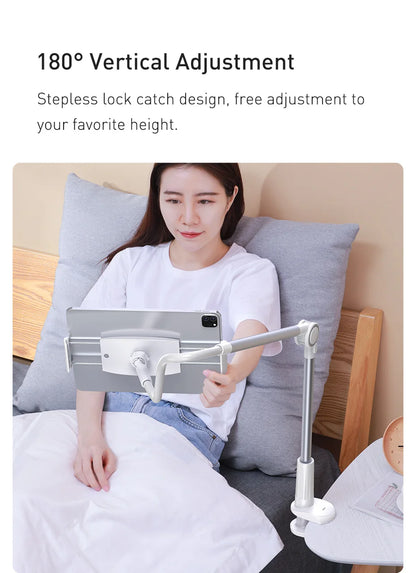 Baseus-Universal Flexible Phone Holder, 360 Rotating, Long Arm, Lazy Clip, Bed Desktop Stand, iPhone, iPad, Tablet