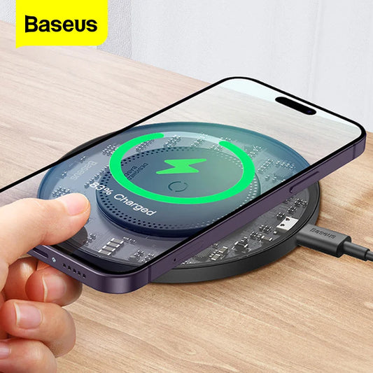 Baseus 15W Qi Wireless Charger For iPhone 14 13 12 For Airpods Visible Fast Wireless Charging Pad For Samsung S22 Xiaomi 13 Poco